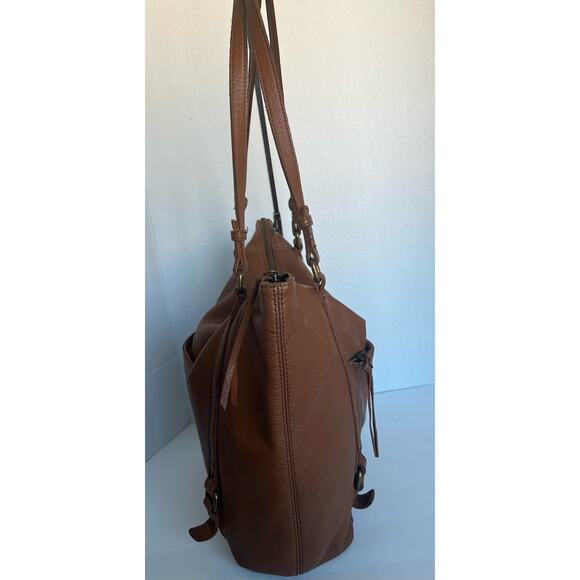 THE SAK HAPPY AND FREE LARGE COGNAC BROWN PEBBLED LEATHER SHOULDER TOTE BAG - Picture 3 of 10